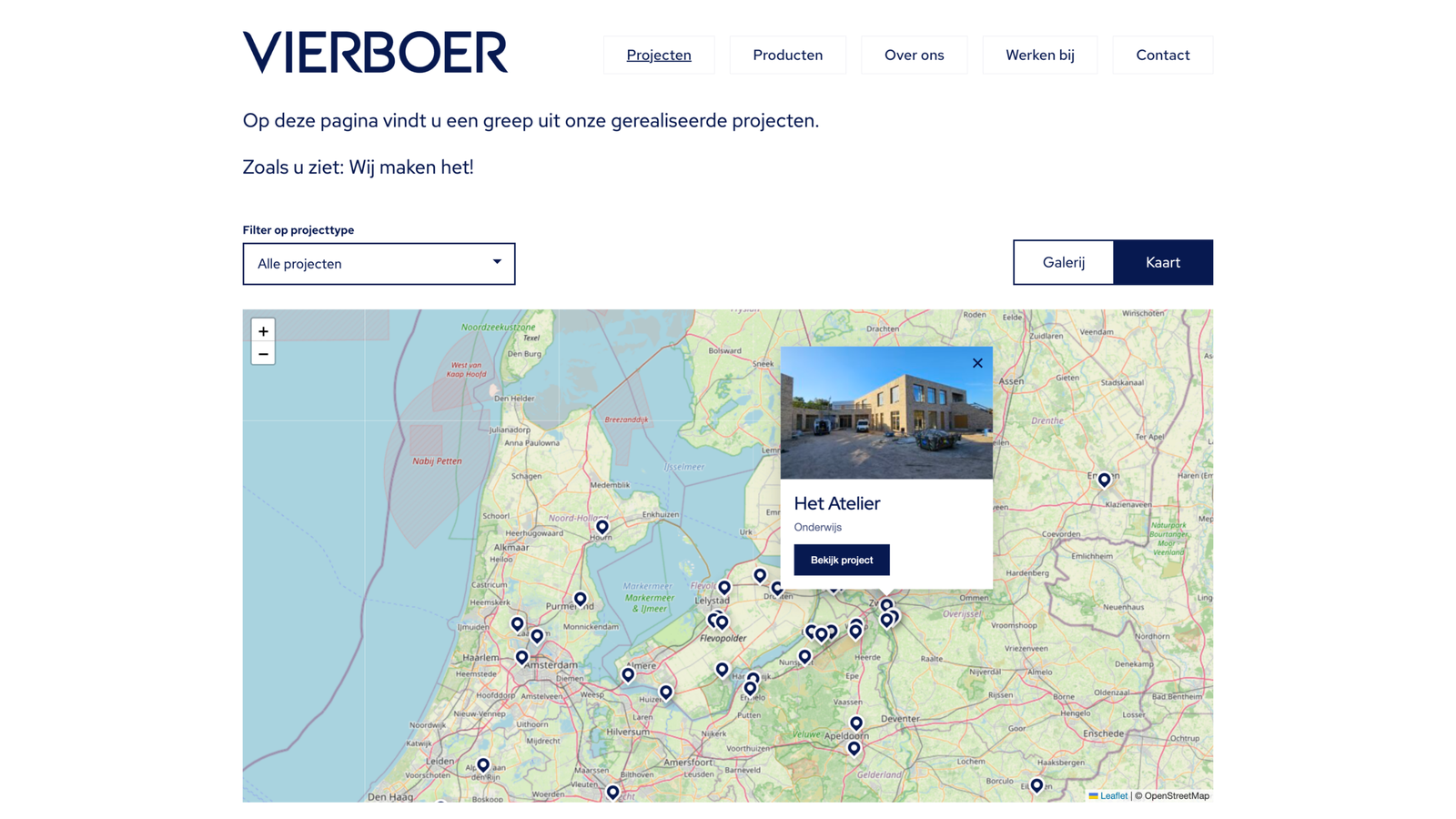 Screenshot van het project